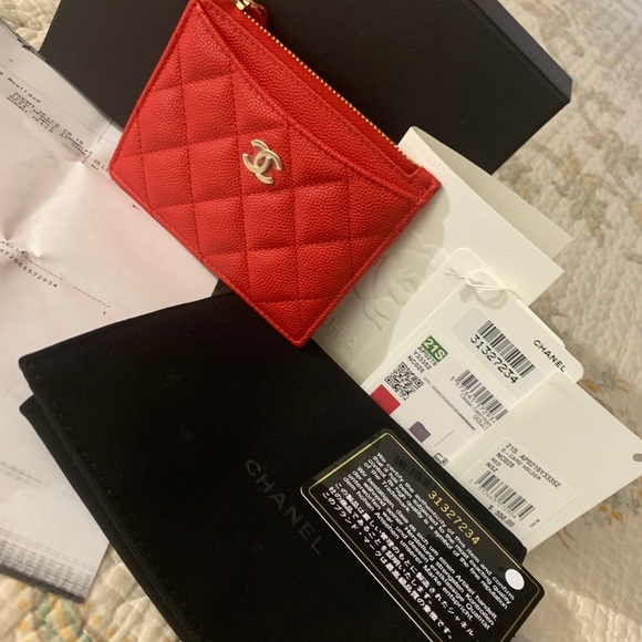 CHANEL Handbags - Chanel limited edition red card holder gold hardware